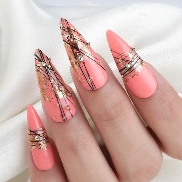 Wholesale 24 Pieces Custom Beautiful Sliver French Oval Flesh Color Short  Almond Designed Press On Nails Fake Nail Tips - False Nails - AliExpress